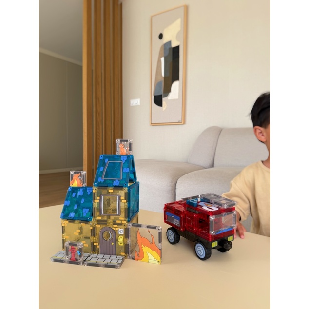 Cleverclixx – Ensemble de construction magnétique Fire Rescue Pack Intense - 39 pcs