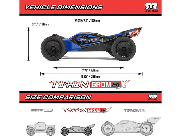 Arrma Typhon Grom 223S BLX 1:18 4WD RTR crvena