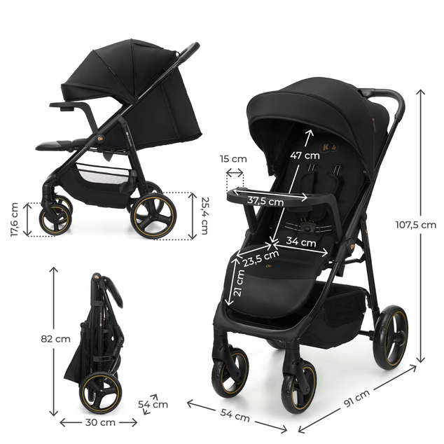 KINDERKRAFT Cărucior sport Trig 3 Tray Onyx Black