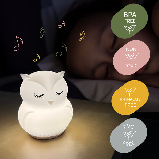 Silikónová nočná LED lampička s hudbou veľkosti L, Owl
