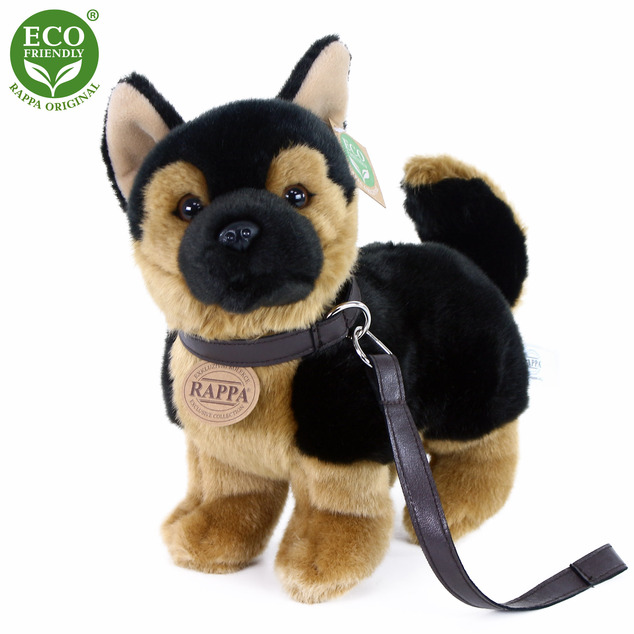 Plyšový pes nemecký ovčiak s vodítkom stojace 23 cm ECO-FRIENDLY