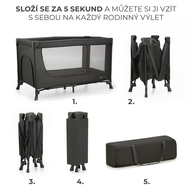 KINDERKRAFT Postieľka cestovná Joy Light grey