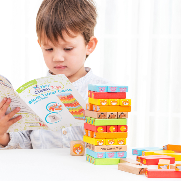 New Classic Toys Drevená veža Jenga so zvieratkami