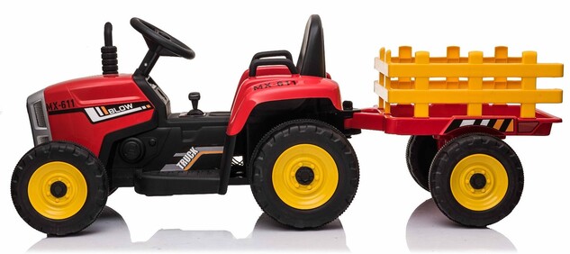 Elektrický Traktor WORKERS s vlečkou, červený, Pohon zadných kolies, 12V batéria