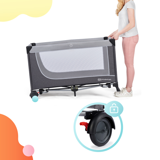 KINDERKRAFT Postieľka cestovná Leody Grey
