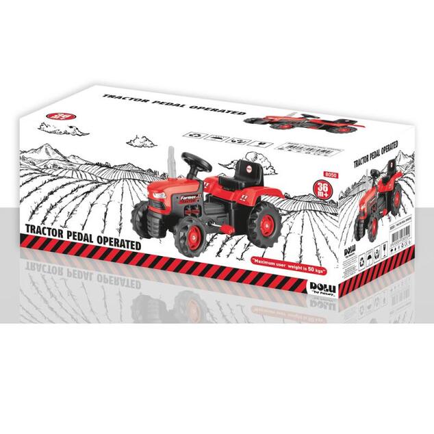 Dolu Veľký šliapací traktor, červený