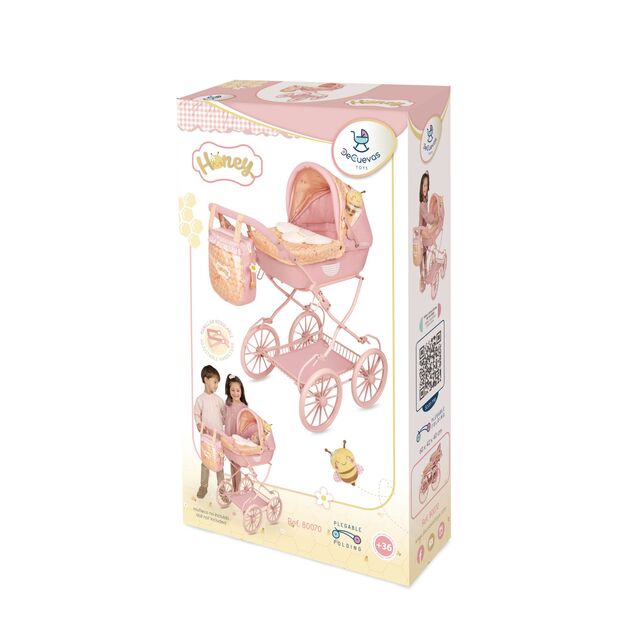 DeCuevas 80070 Passeggino pieghevole per bambole con borsa Honey 2026 – 81 cm