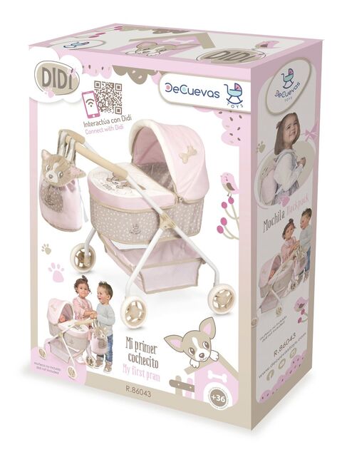 DeCuevas 86043 Il mio primo passeggino per bambole con zaino DIDI 2021 - 56 cm