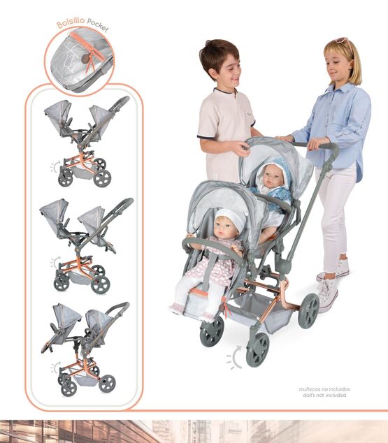 DeCuevas 90877 Carucior pliabil pentru papusi gemene cu rucsac CITY X - 91 cm