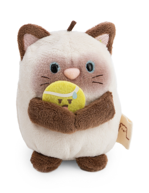 NICI peluche MyMochi Gatto Siamese Siamy 8 cm con pallina da tennis e costume, confezione regalo