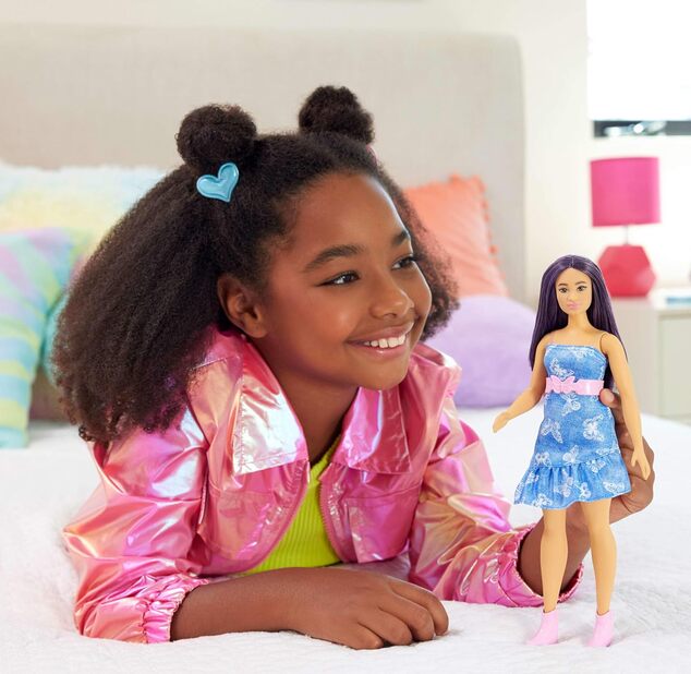 Mattel Barbie modelka Modré šaty s motýlikmi