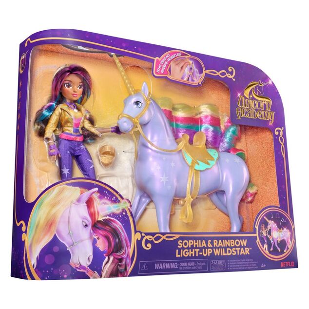 Unicorn Academy Svetelný jednorožec WildStar a Sophia 24 cm