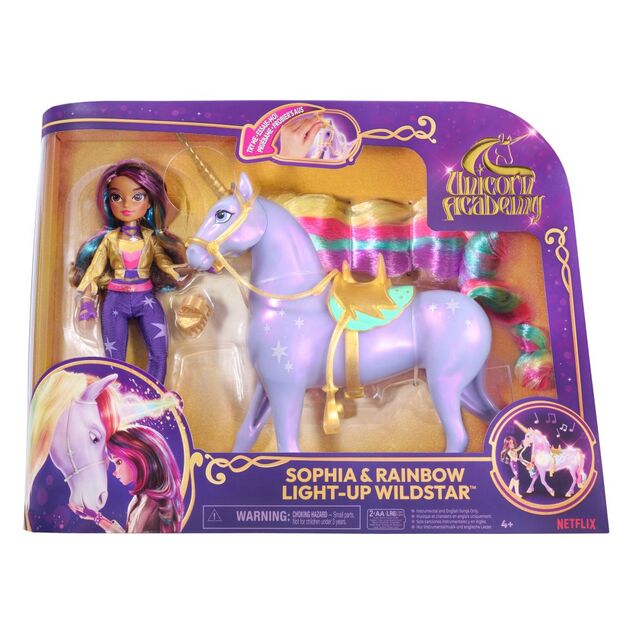 Unicorn Academy Svetelný jednorožec WildStar a Sophia 24 cm