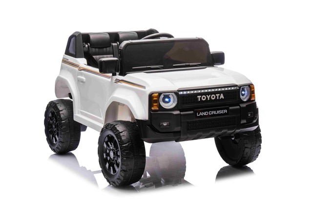 Elektrické autíčko Toyota Landcruiser 12V, biele, široké jednomiestne sedadlo, 2,4 GHz dia