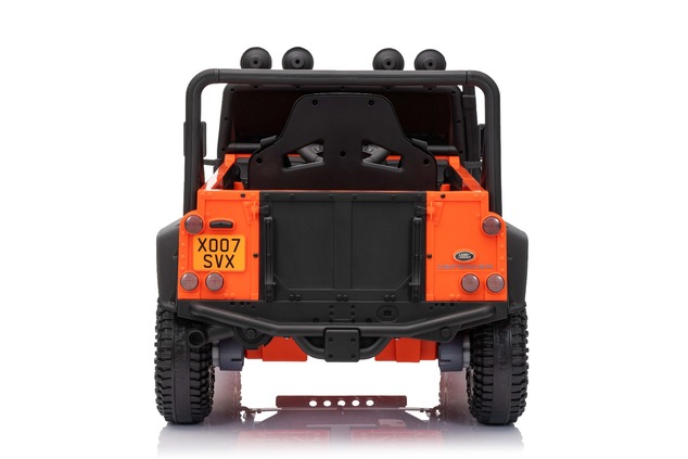 Elektrické autíčko Land Rover Defender 110 SVX 12V, oranžové, 4X4 pohon, LED svetlá, predn