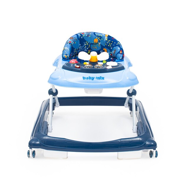 Detské chodítko Baby Mix s volantom a silikónovými kolieskami tmavo modrá