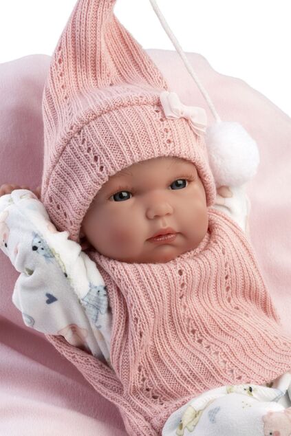 Llorens 63504 NEW BORN DIEVČATKO - realistická bábika bábätko s celovinylovým telom - 35 c