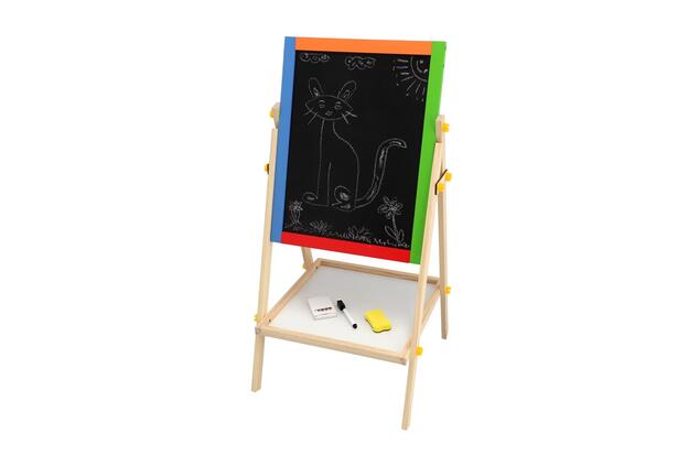 Lavagna magnetica bifacciale in legno nero/bianco con accessori
