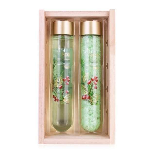ACCENTRA Set za kupanje Winter Spa u drvenoj kutiji Zimsko voće 60ml + 80g
