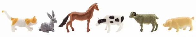 Állati mini házi farm műanyag 4-6cm 12db zacskóban