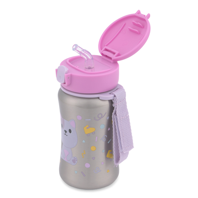 SKIP HOP Bottiglia con cannuccia in acciaio inox Besties Squad Gattino 12m+