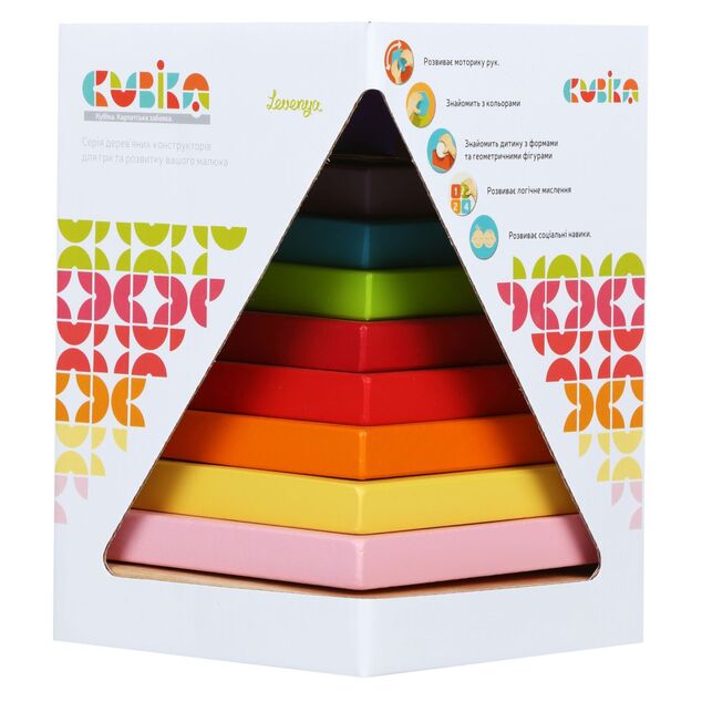 CUBIKA 13357 Farebná pyramída - drevená skladačka 9 dielov