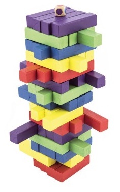 Holzturmspiel, 60 farbige Teile, soziales Puzzlespiel