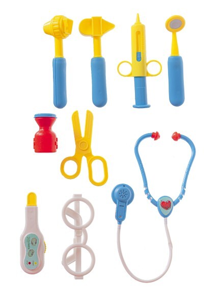 Sada doktor/lekár plast so stetoskopom na batérie v plastovom kufríku na kolieskach