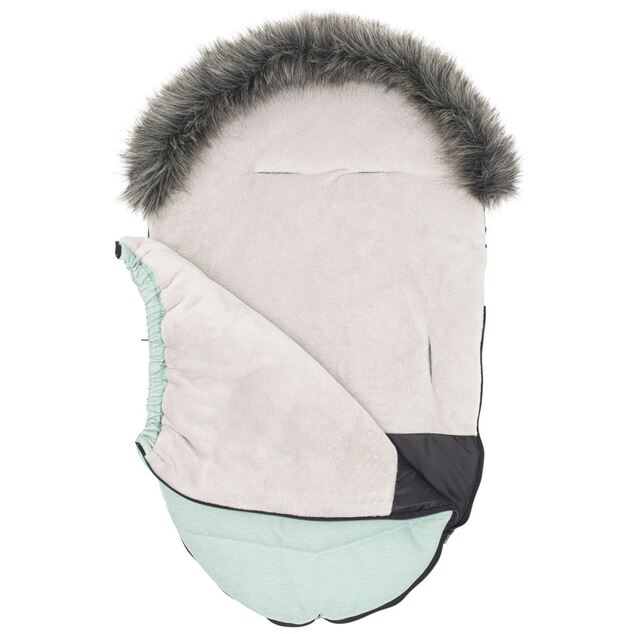 Kinderfußsack NEW BABY mit Fell hellgrau