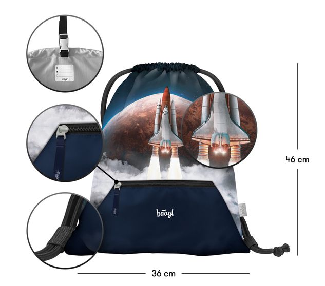 BAAGL Tasche mit Reißverschlussfach Space Shuttle