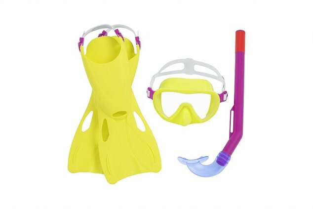 Šnorchovací set detský Essential, plutvy, okuliare, šnorchel (žlto-ružový, modro-zelený)