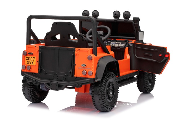 Elektrické autíčko Land Rover Defender 110 SVX 12V, oranžové, 4X4 pohon, LED svetlá, predn