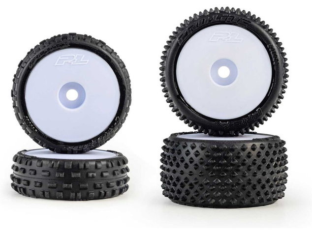 Pro-Line kolo 1:24 kobercové, přední Wedge, zadní Prism, disk bílý, Hex 7mm (4): Losi Micr
