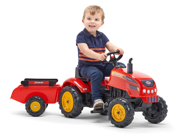 Falk Šliapací traktor 2046AB X-Tractor s vlečkou a otváracou kapotou - červený