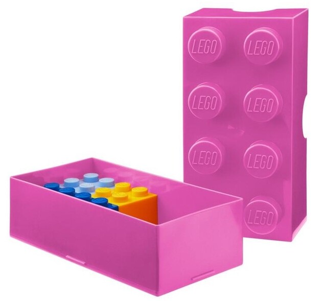 LEGO® box na desiatu 8 - ružová  100 x 200 x 75 mm