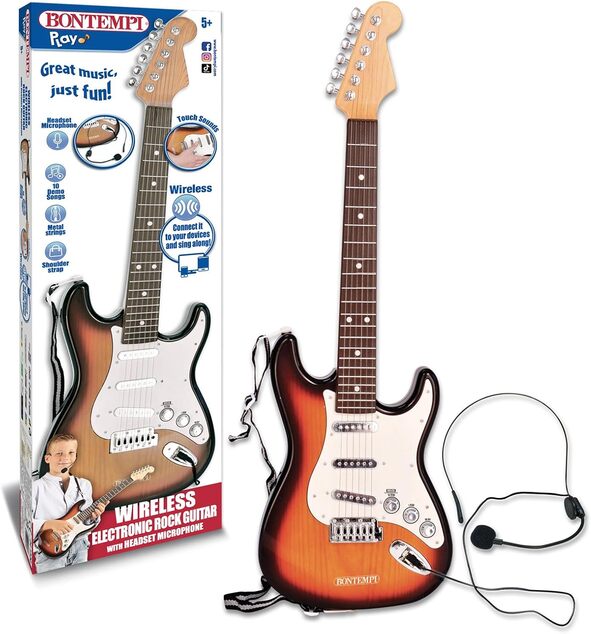 Bontempi Rock On – Elektronická gitara s mikrofónom a popruhom, 67 cm
