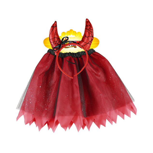 Costume enfant diablesse jupe tutu avec serre-tête