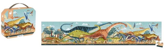 Janod Panoramatické puzzle v kufríku Dinosaury Dino 100 ks