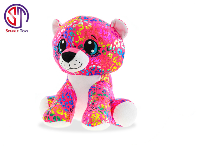 Leopard-Regenbogen-Plüsch, farbig, 24 cm, sitzend