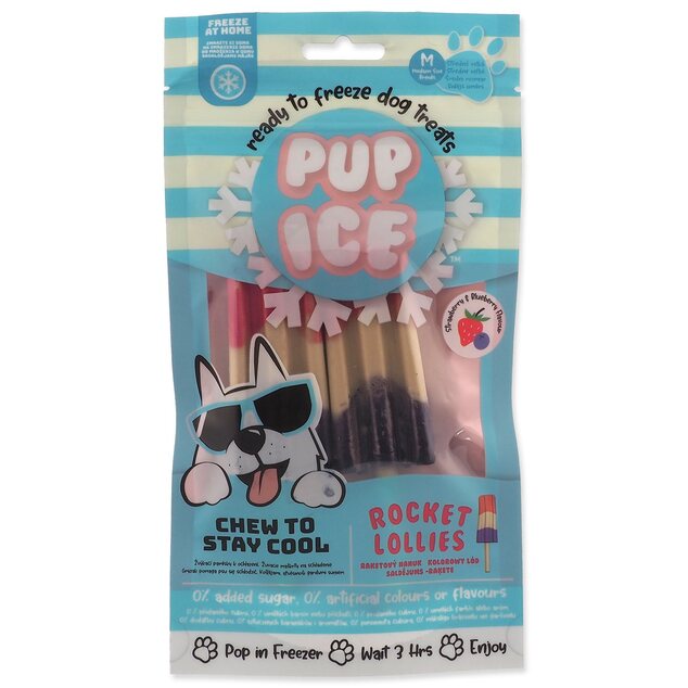 Pochúťka Pup Ice chladiaca s jahodou a čučoriedkou 2ks 90g