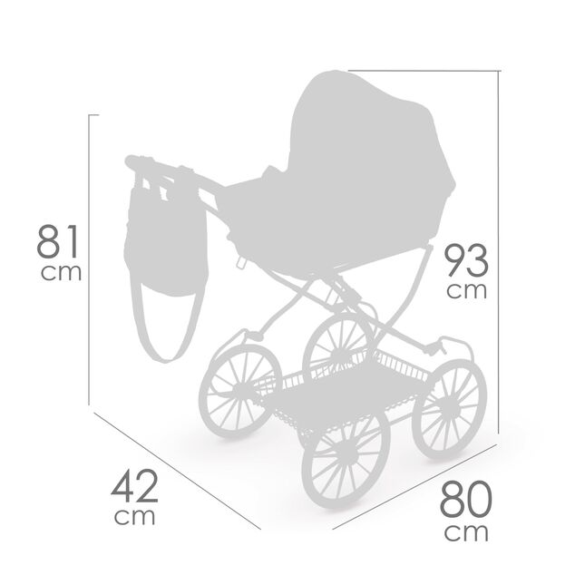DeCuevas 80044 Faltbarer Puppenwagen mit Tasche Vintage 2025 - 81 cm