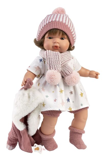 Llorens 38574 LOLA - realistická bábika so zvukmi a mäkkým látkovým telom - 38 cm