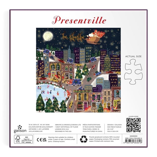 Galison Puzzle din folie Joy Laforme Orașul de Crăciun Presentville 500 piese