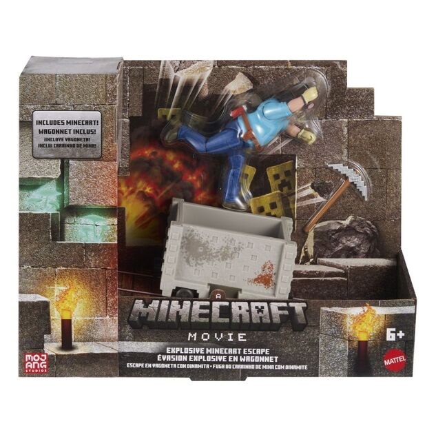 Minecraft filmový Steve a vozík