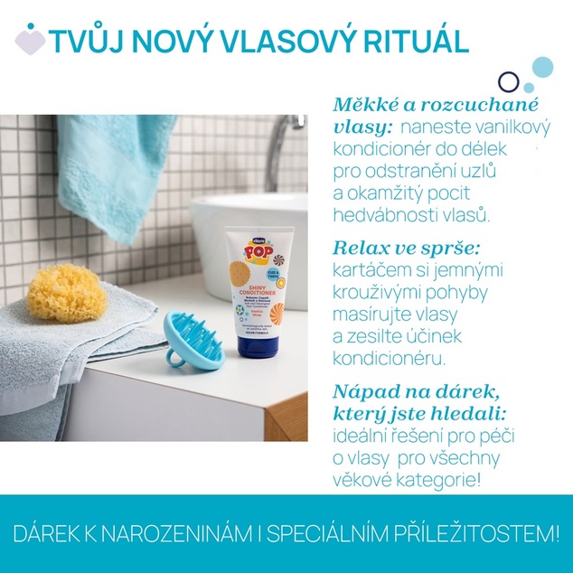 CHICCO Kondicionér na vlasy POP Vanilla Shiny 150ml s masážnou kefou na pokožku hlavy