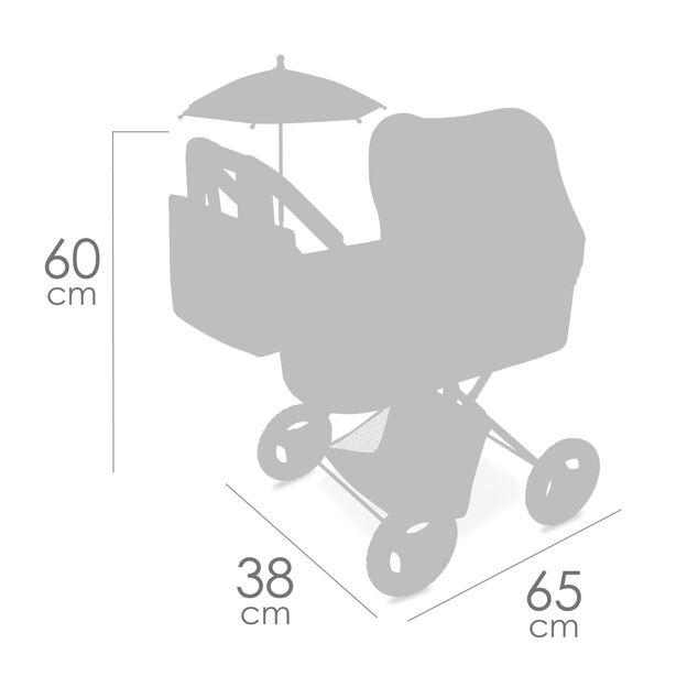DeCuevas 85078 Klappbarer Puppenwagen mit Sonnenschirm und Tasche Verona 2024 - 60 cm