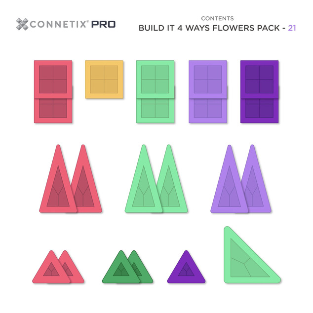 CONNETIX® Pro Build-It Flower Set magnetisches Baukasten 21 Stk