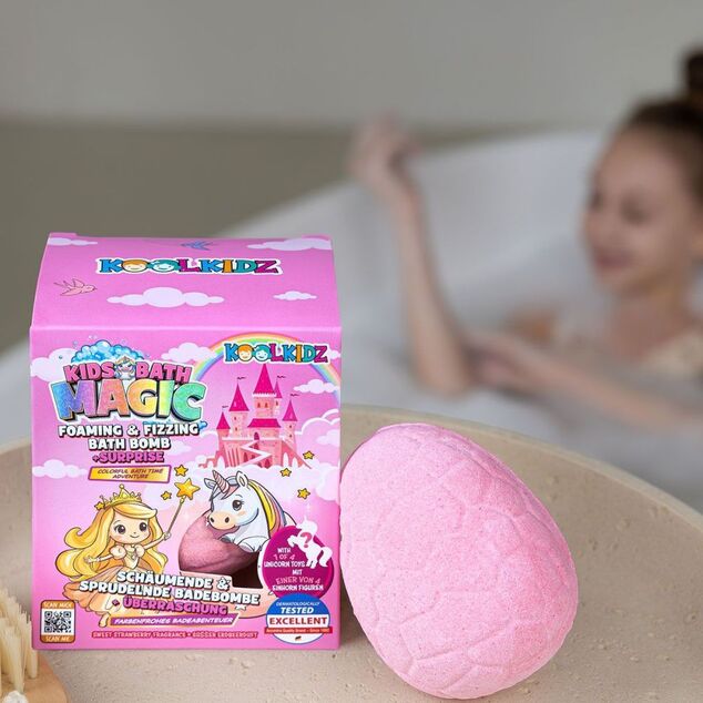 ACCENTRA Fürdőbomba habzó KOOLKIDZ meglepetéssel egyszarvú Eper 160g