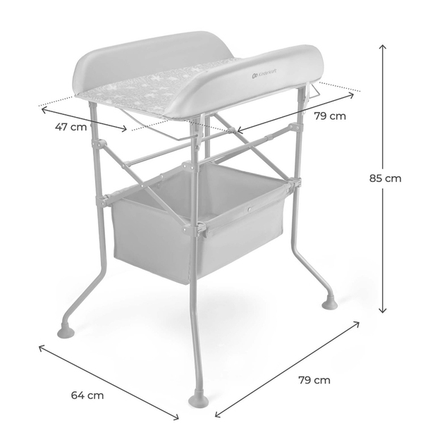 Kinderkraft Wickeltisch mit Badewanne Bubbly Grey