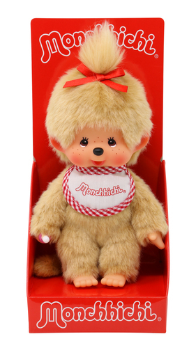 Monchhichi Mončiči dievča béžové s červeným podbradníkom 20cm
